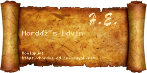 Hordós Edvin névjegykártya